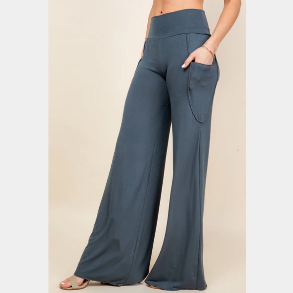 Simplicitie Palazzo Pants - Charcoal (With Pockets)